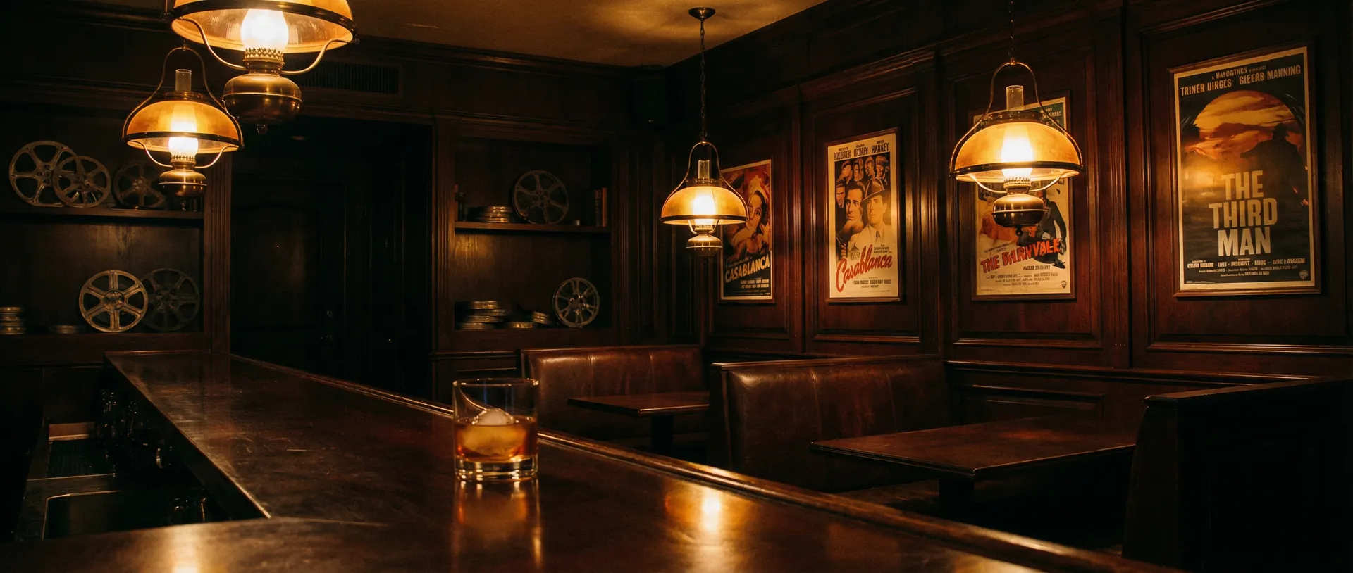 老式酒馆吧台上的威士忌杯与暖黄灯光 - 蘑菇视频 酒馆氛围